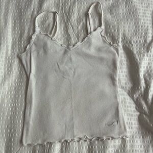 White tank top with lettuce trim